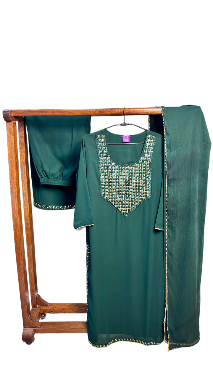 Emerald Essence Georgette Palazzo Set