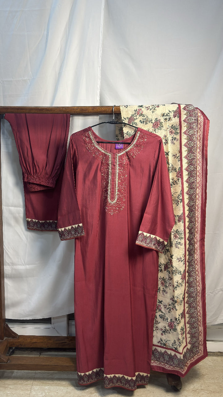 Ruhani Rosewood Kurta Suit Set
