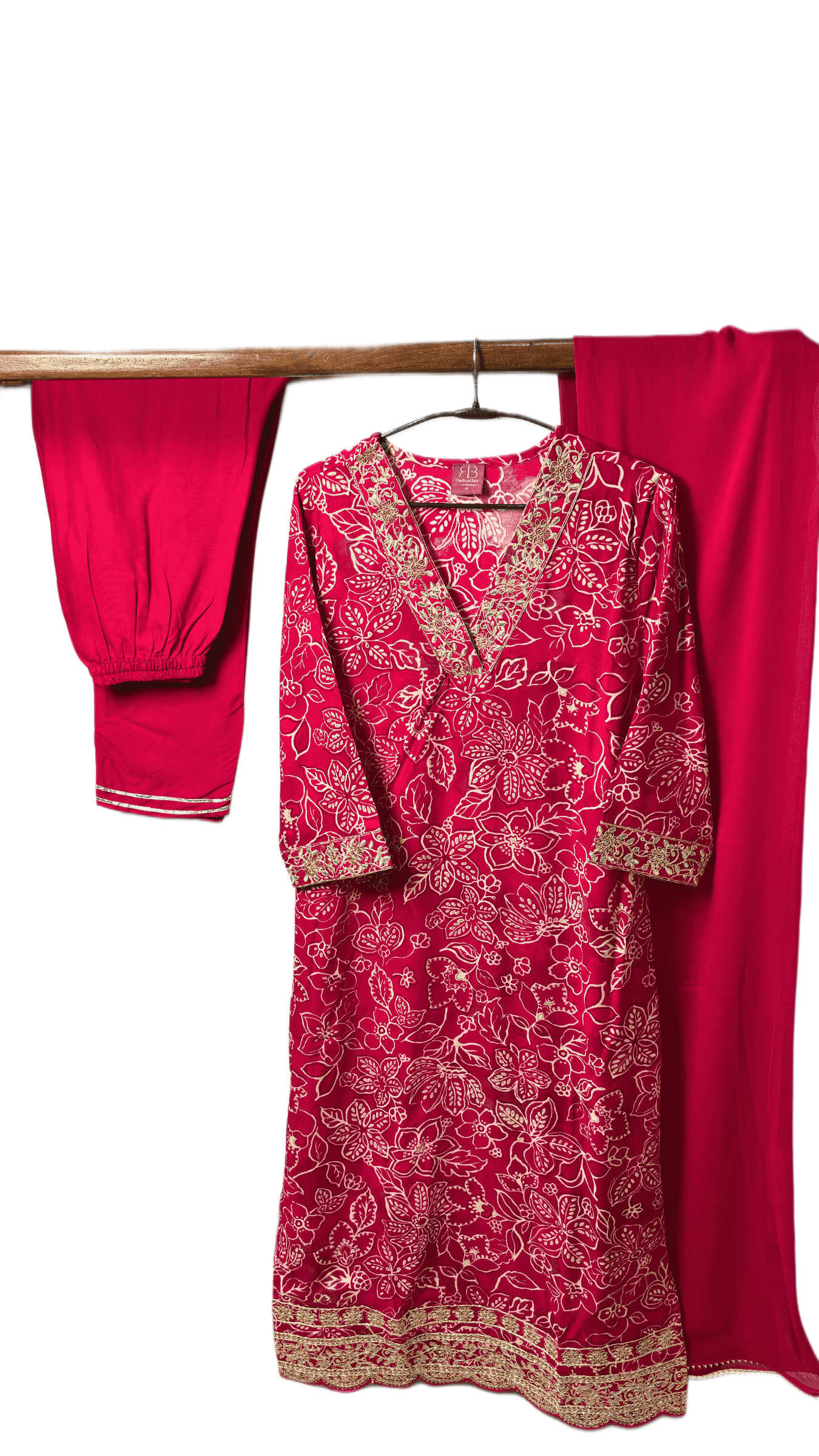 Fuchsia Splendor Embroidered Rayon Floral Suit Set