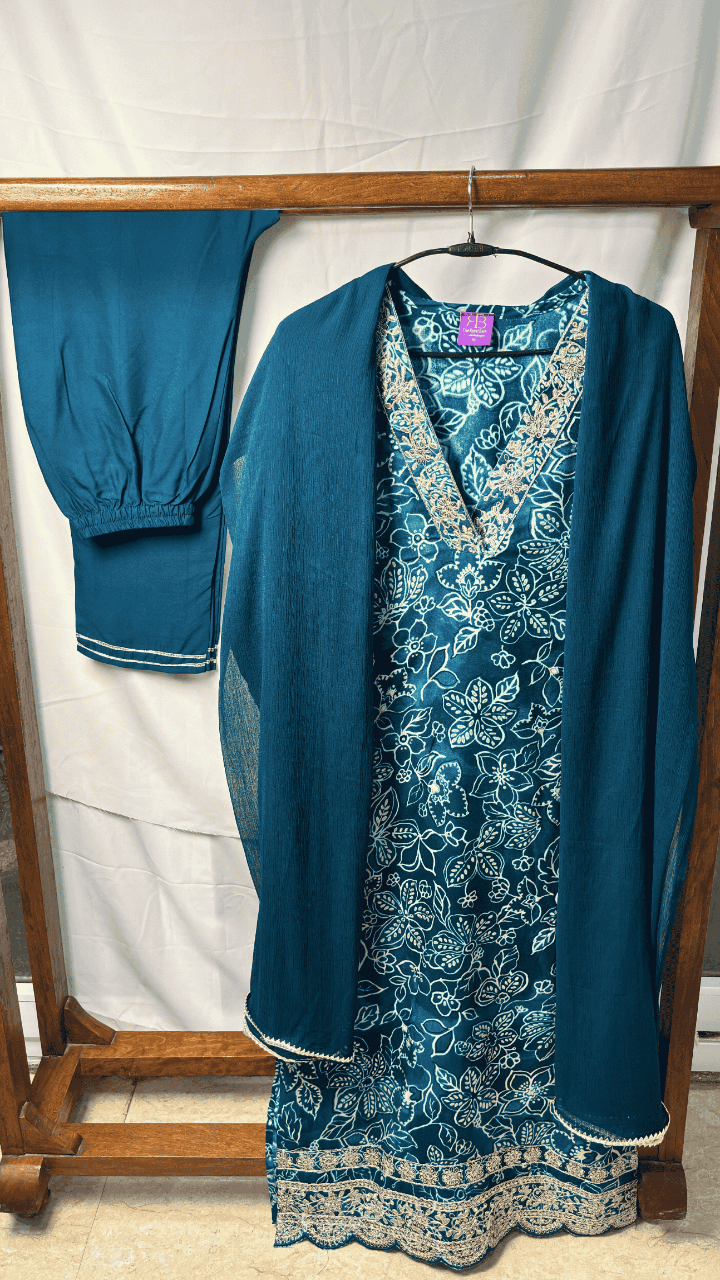 Mystique Blue Kurta Suit Set