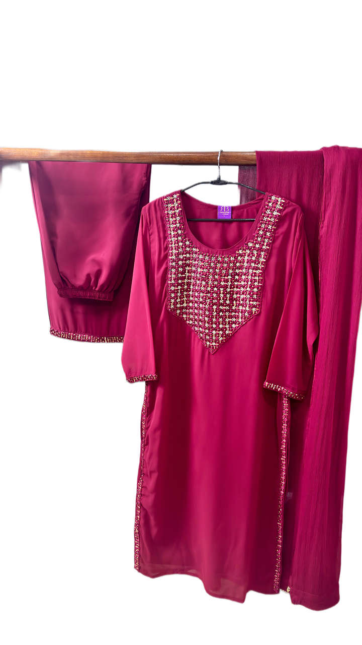 Ruby Regal Georgette Palazzo Set