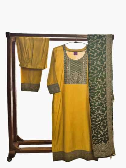 Swarnim Grand Embroidered Silk Suit Set