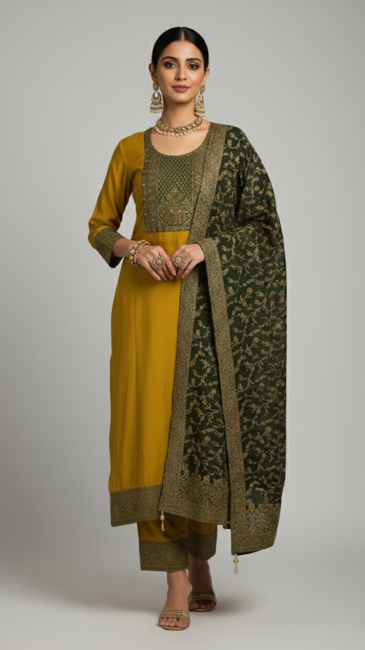 Swarnim Grand Embroidered Silk Suit Set