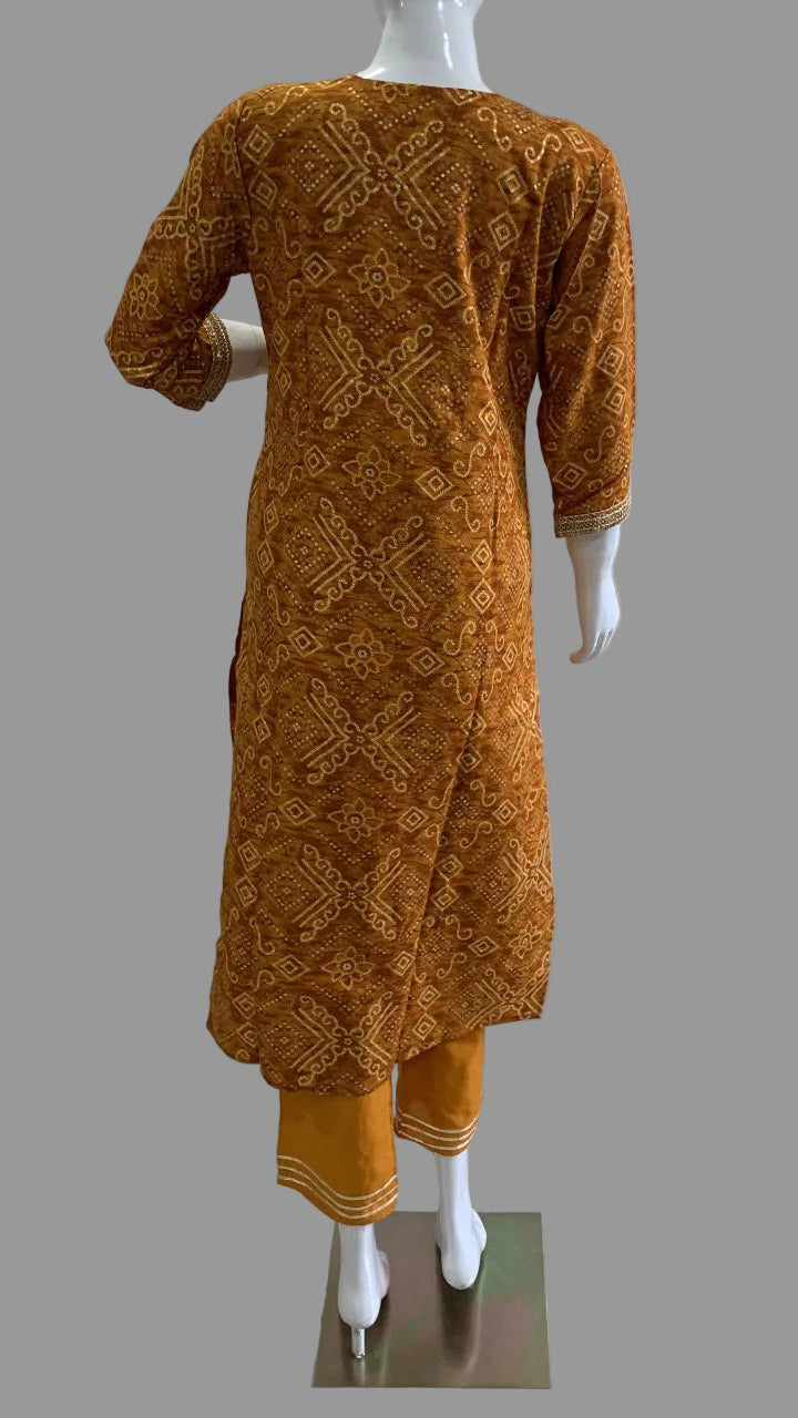 Amber Glow Bandhani Kurta Suit Set