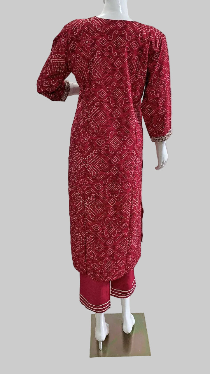 Gulabi Glow Bandhani Kurta Suit Set