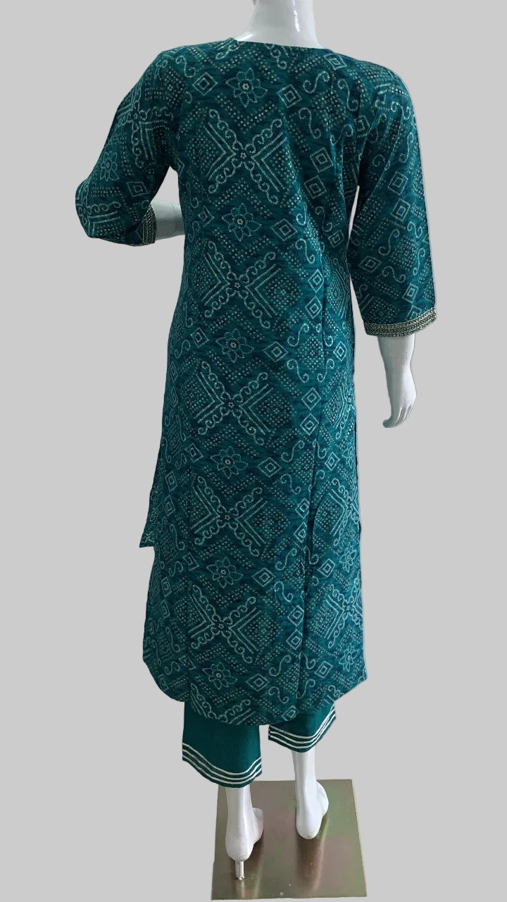 Jade green embroidered kurta suit set