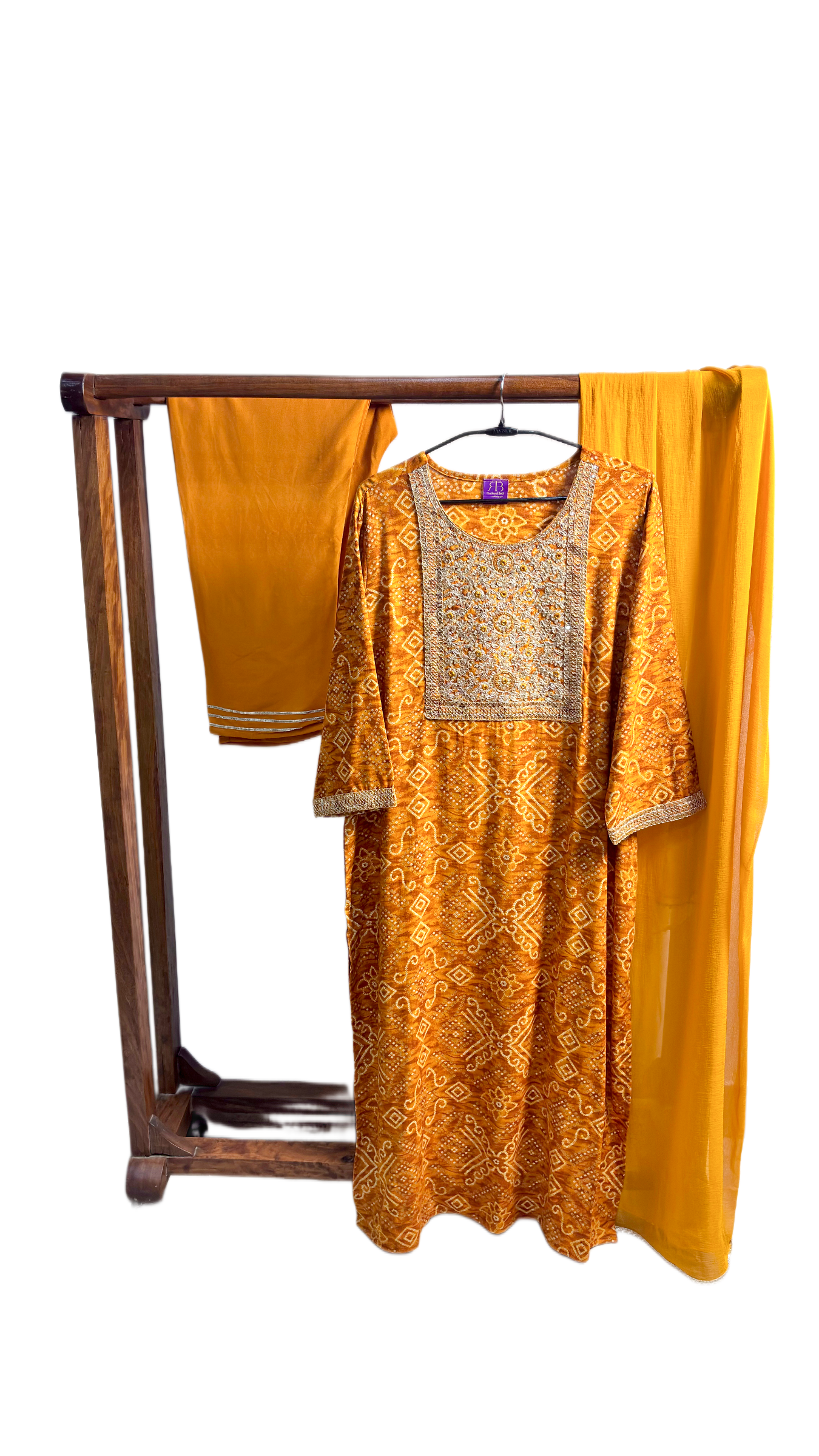 Amber Glow Bandhani Style Rayon Suit Set