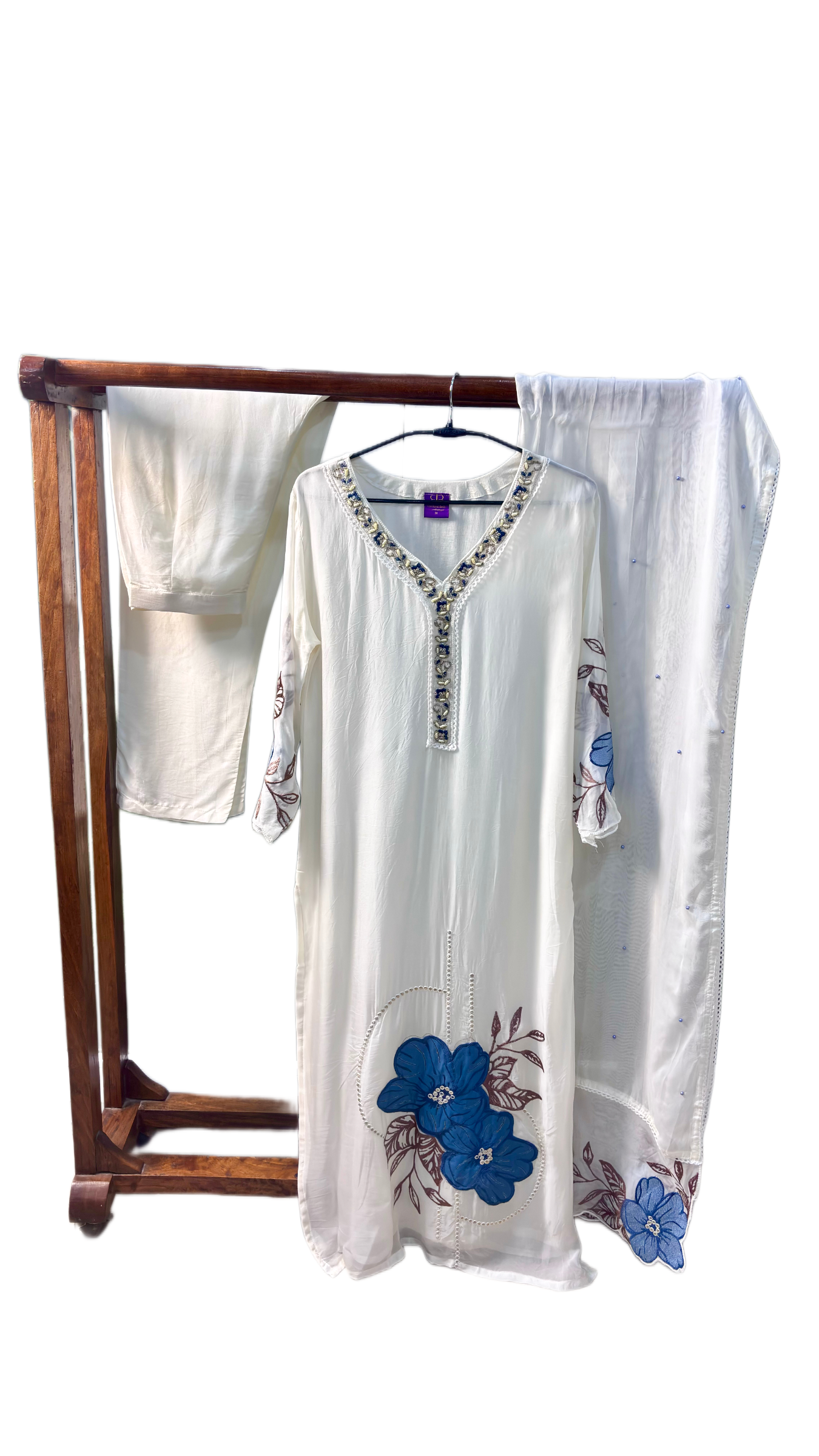Azure Regal Embroidered Organza Kurta Set