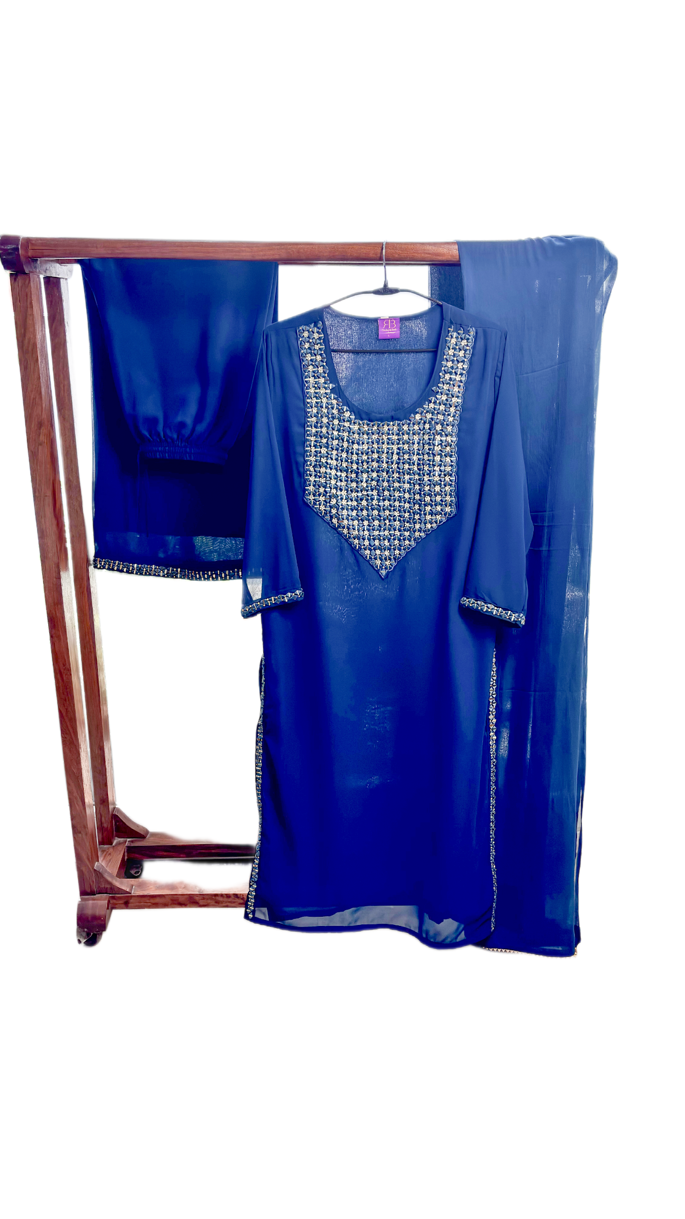 Navy Couture Palazzo Suit Set