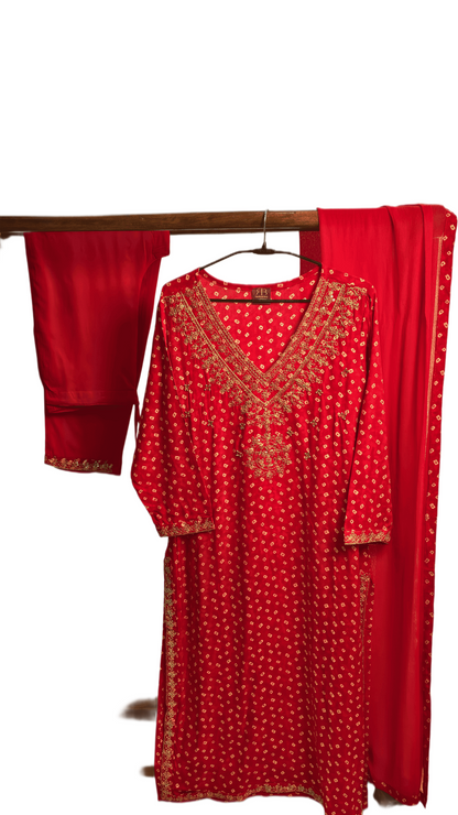 Ruby Empress Rayon Suit Set