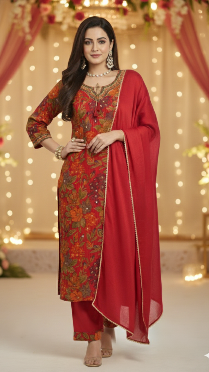 Berry Regal Kurta Suit Set