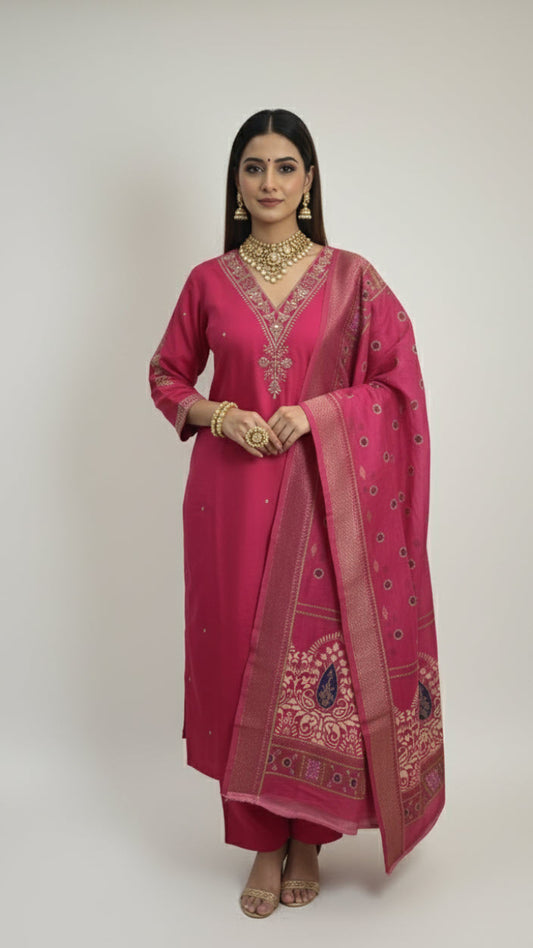Sinduri Empress Muslin Silk Suit Set
