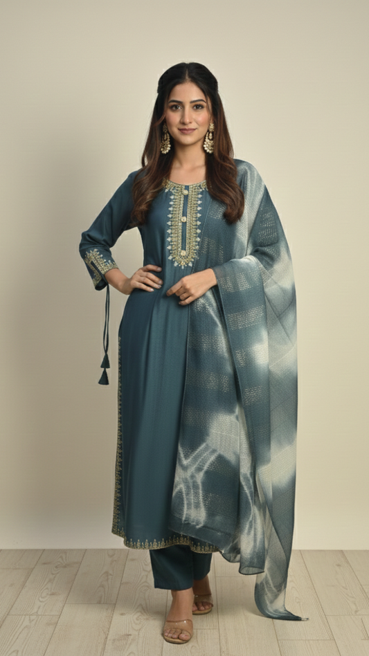 Noor-e-Teal Kurta Suit Set