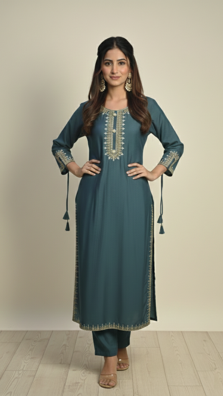 Noor-e-Teal Kurta Suit Set