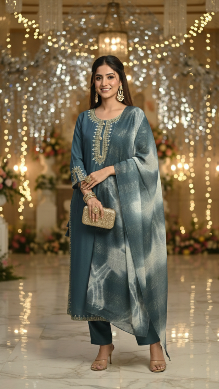 Noor-e-Teal Kurta Suit Set