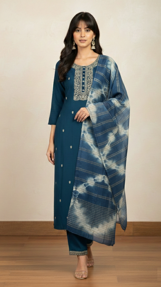 Teal Maharani Kurta Suit Set