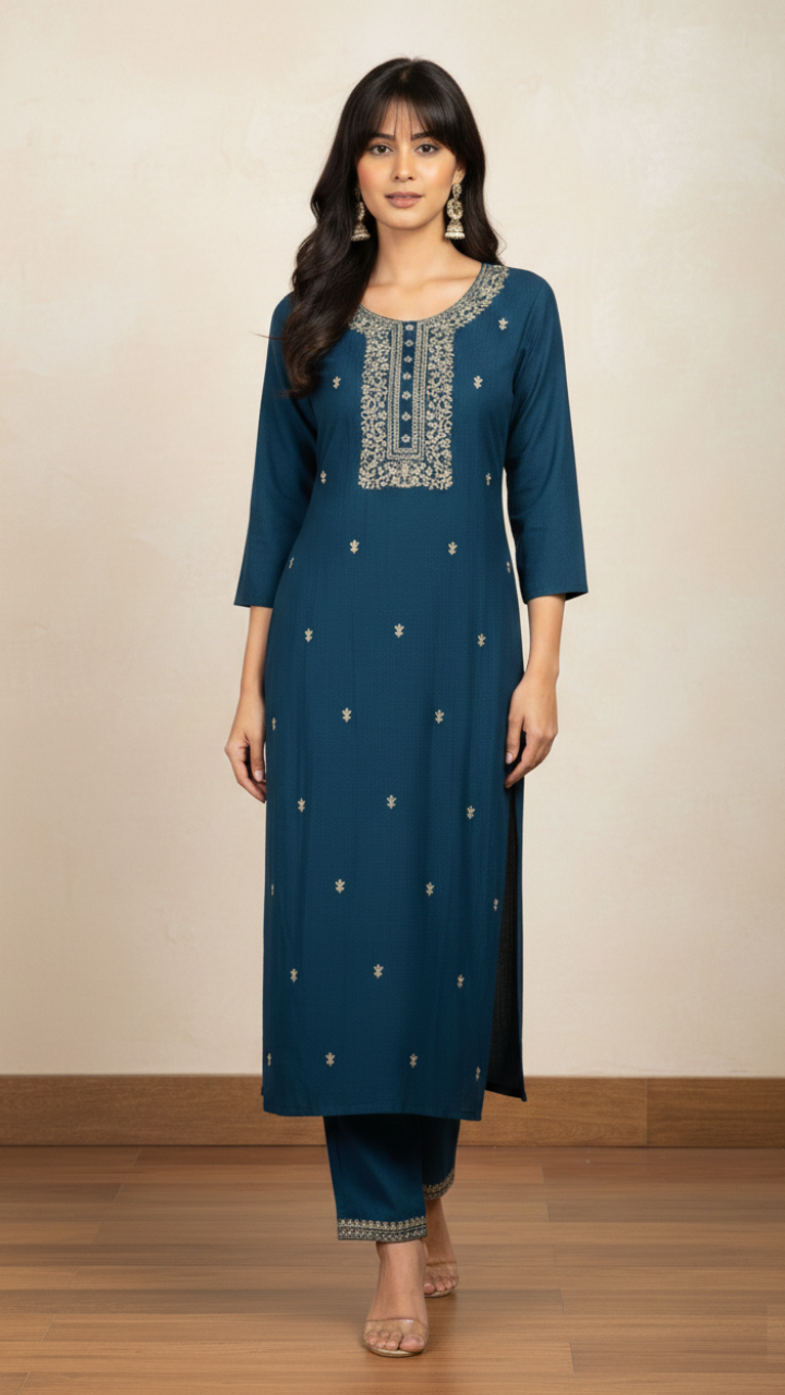 Teal Maharani Kurta Suit Set