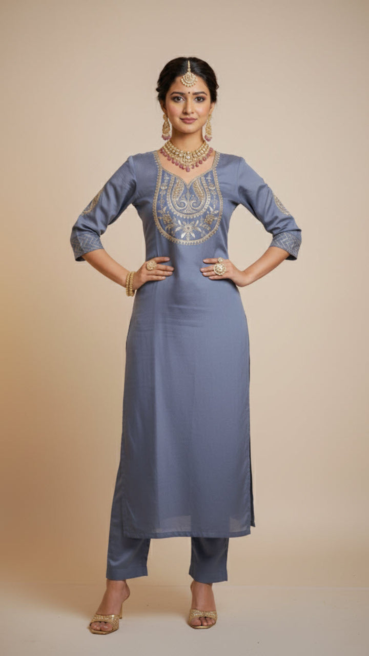 Graphite Elite Muslin Silk Suit Set