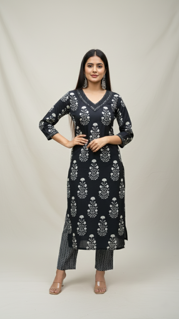 Ebony Elite Cotton Suit Set