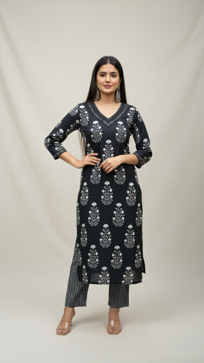 Ebony Elite Cotton Suit Set