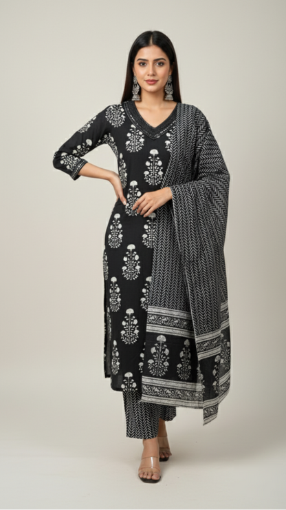 Ebony Elite Cotton Suit Set