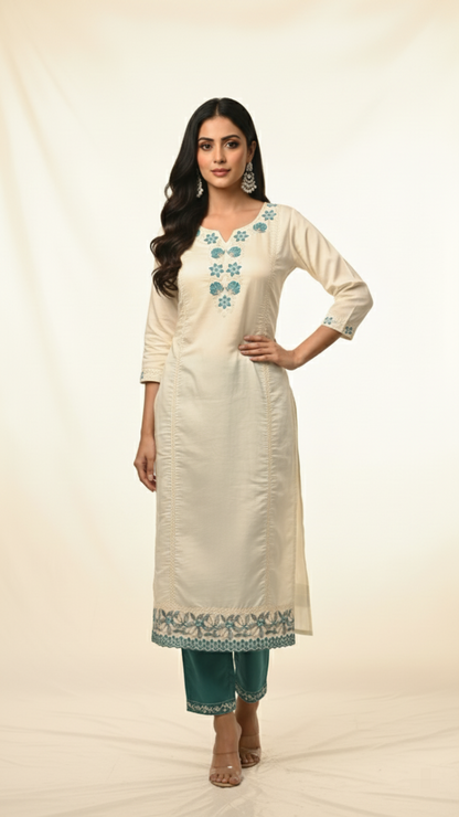 Celeste Ivory Muslin Silk Suit Set