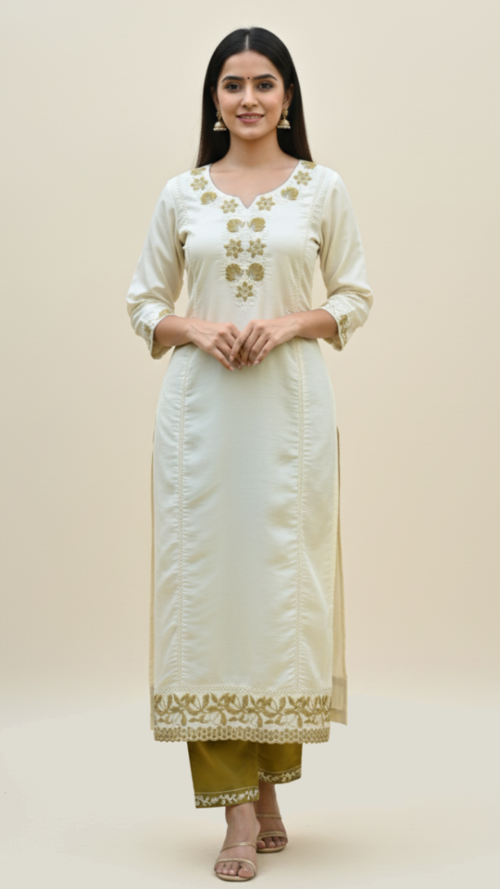 Jaitoon Pearl Muslin Silk Suit Set
