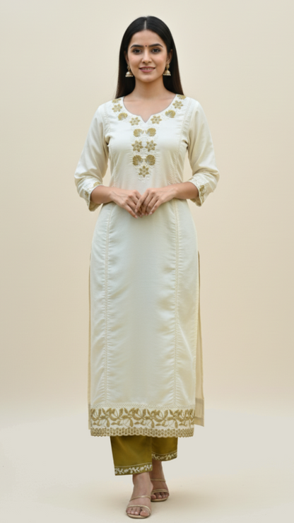 Jaitoon Pearl Muslin Silk Suit Set