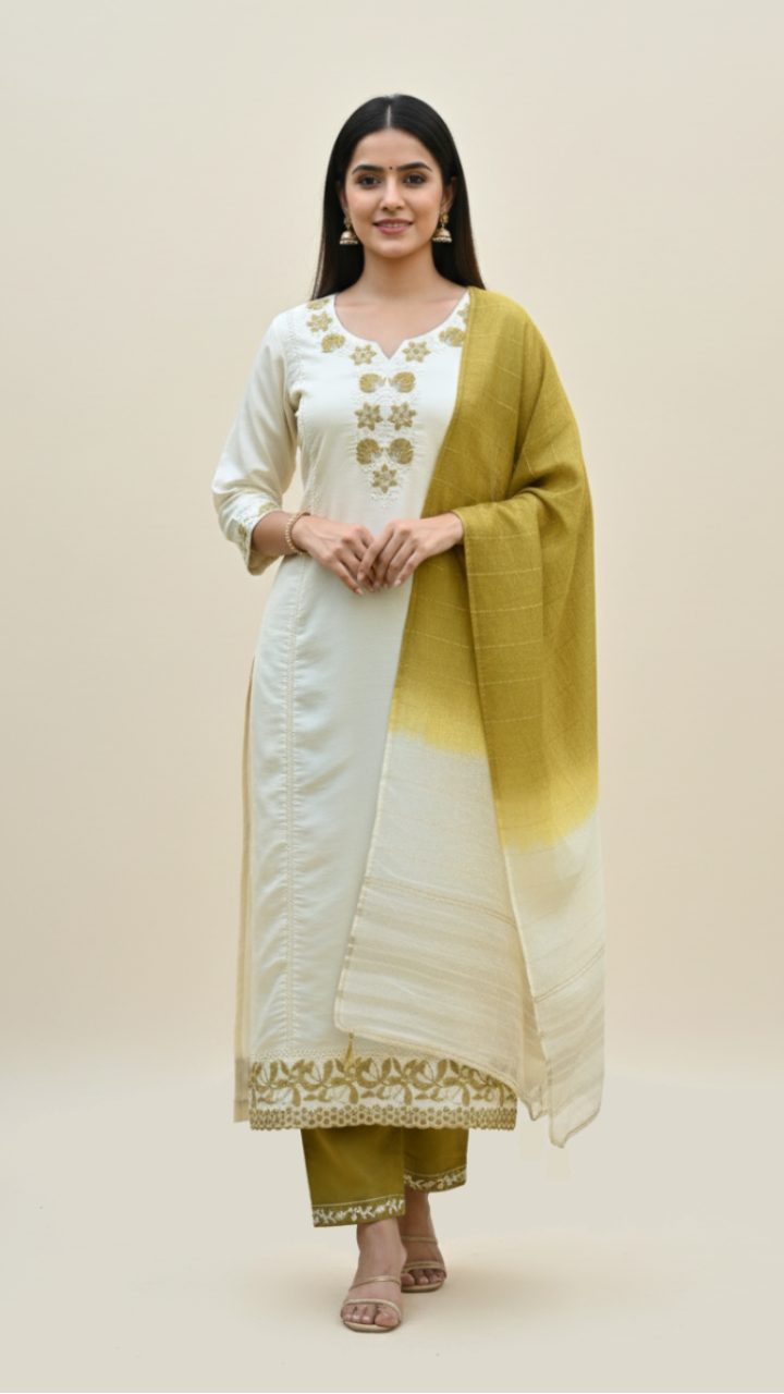 Jaitoon Pearl Muslin Silk Suit Set