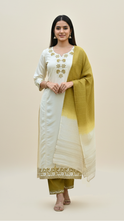 Jaitoon Pearl Muslin Silk Suit Set