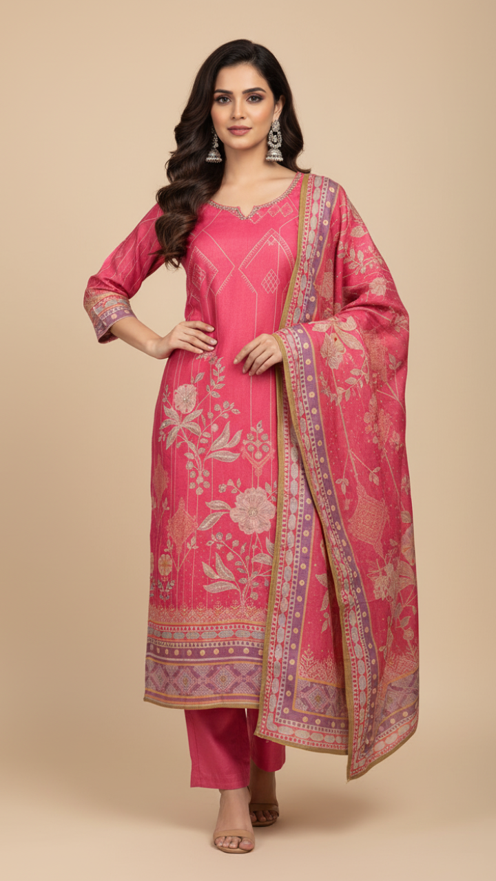 Gulabi Glimmer Tissue Silk Suit Set